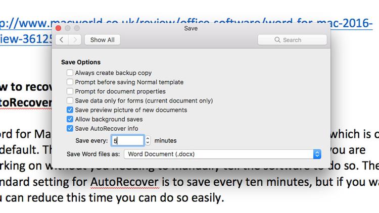 excel autorecover file location mac